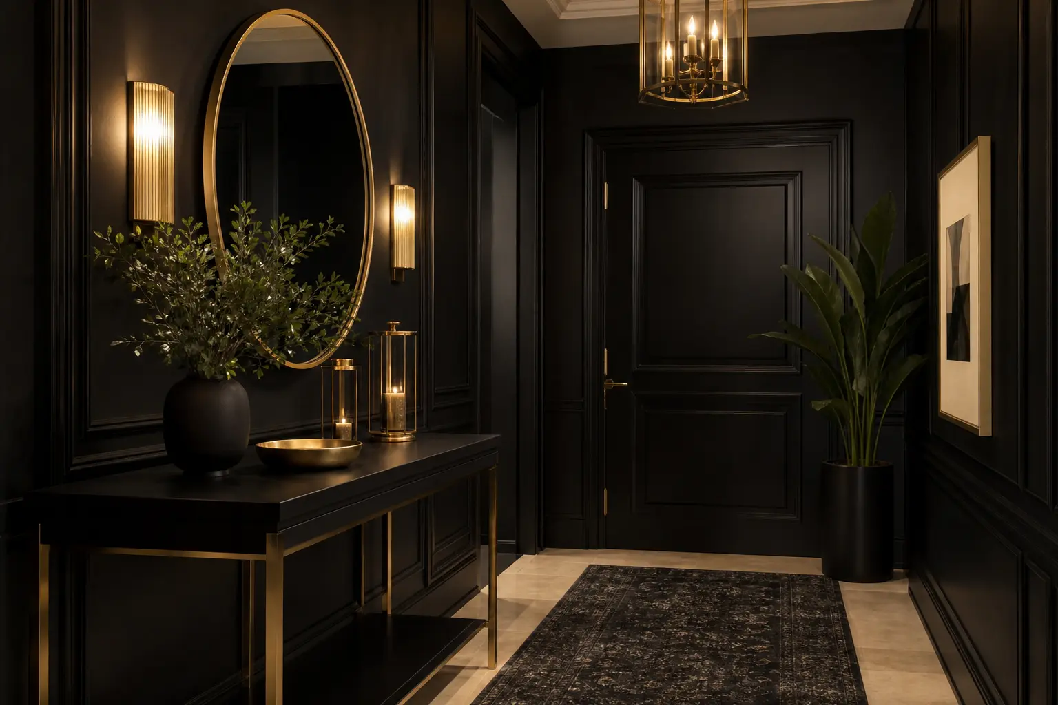 Modern Black Entryway Decor Ideas with Console Tables