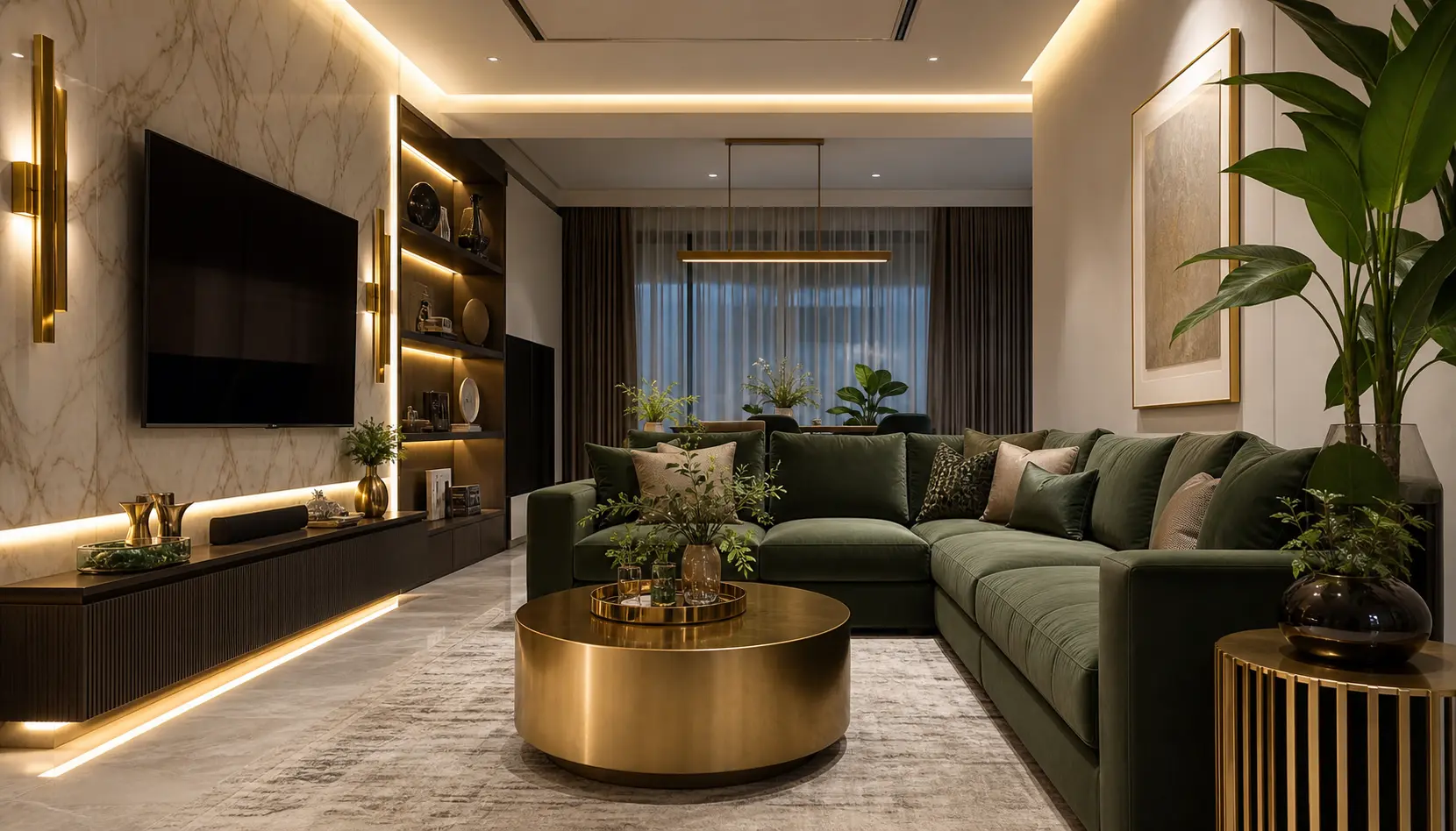 Modern Living Room Ideas with Green Sectional Sofas