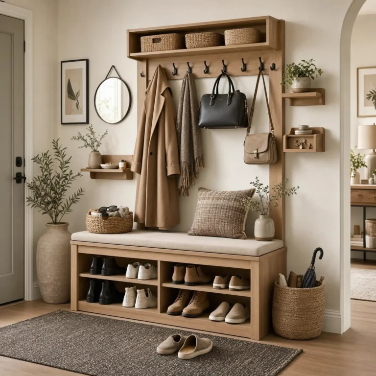 Aesthetic Entryway Shoe Storage Bench & Coat Rack