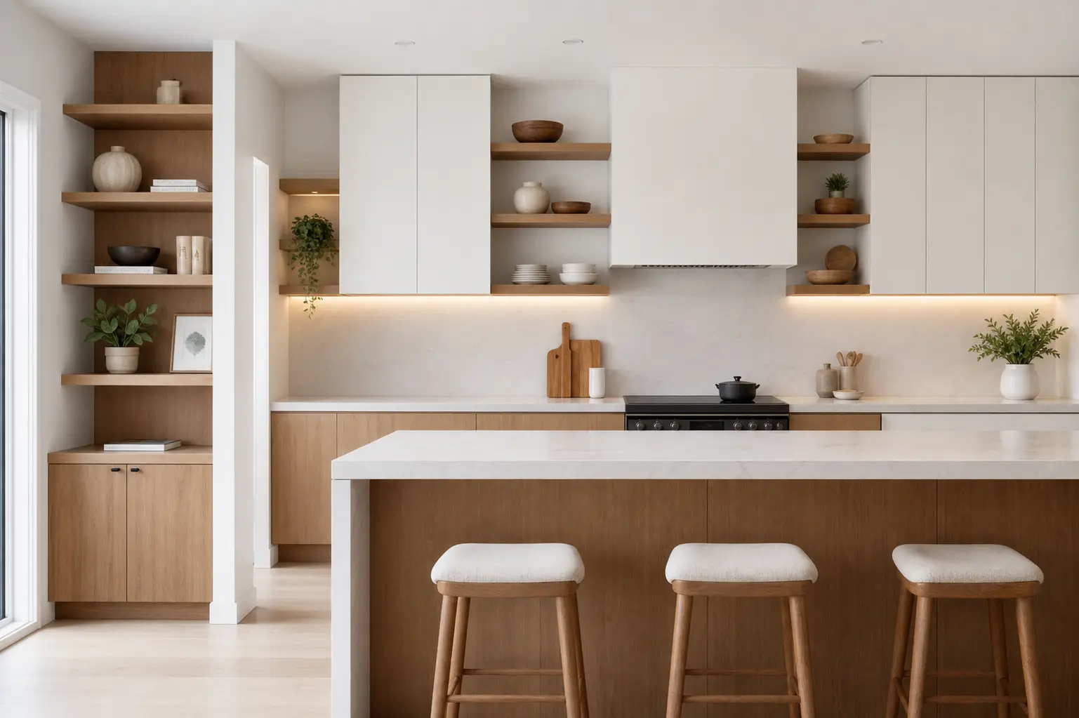 Modern White & Wood Kitchen Cabinet Design Ideas