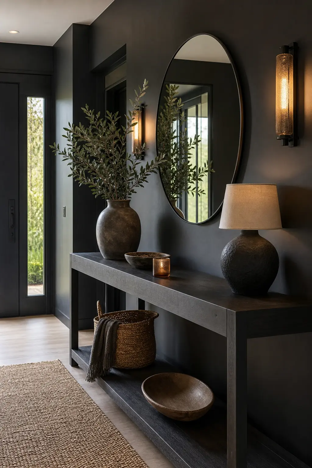 Modern Black Entryway Decor Ideas with Console Tables