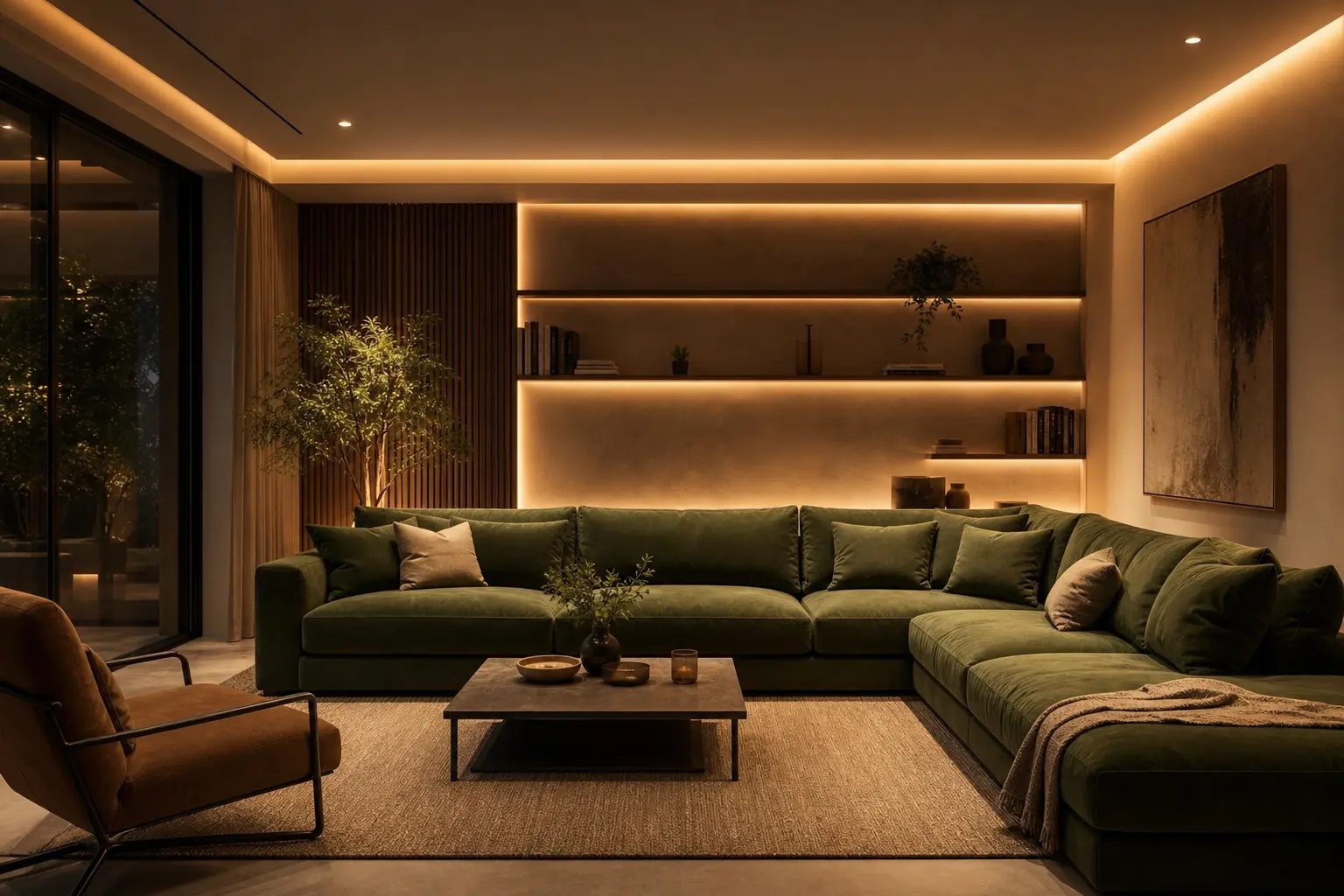 Modern Living Room Ideas with Green Sectional Sofas
