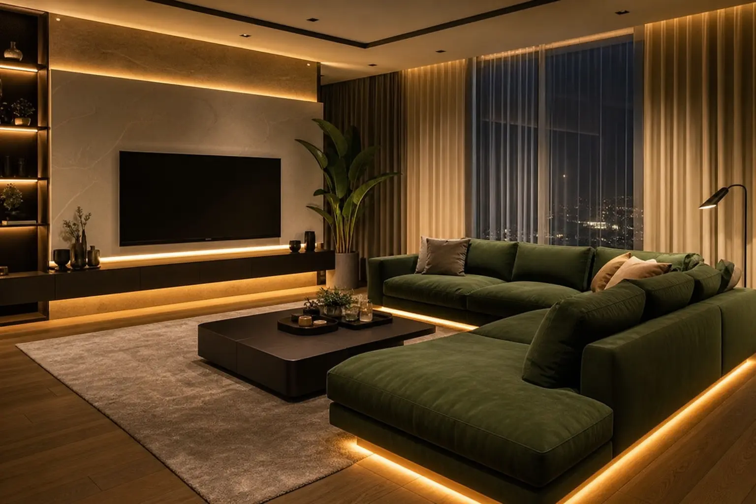Modern Living Room Ideas with Green Sectional Sofas