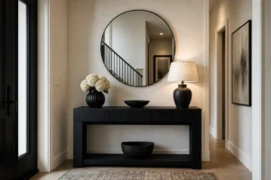 10 Modern Black Entryway Decor Ideas with Console Tables | Elegant Hallway Design Inspiration