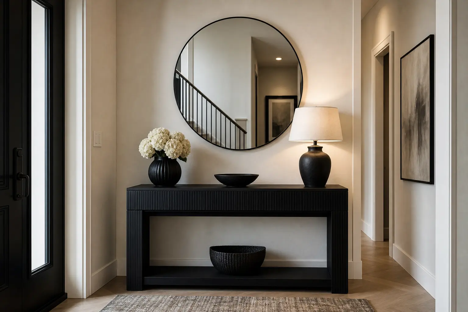 Modern Black Entryway Decor Ideas with Console Tables