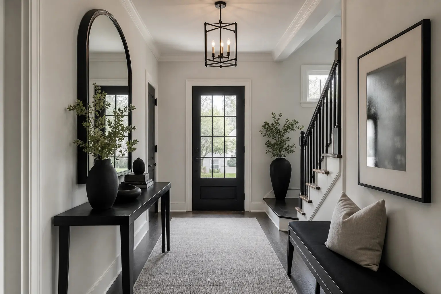 Modern Black Entryway Decor Ideas with Console Tables