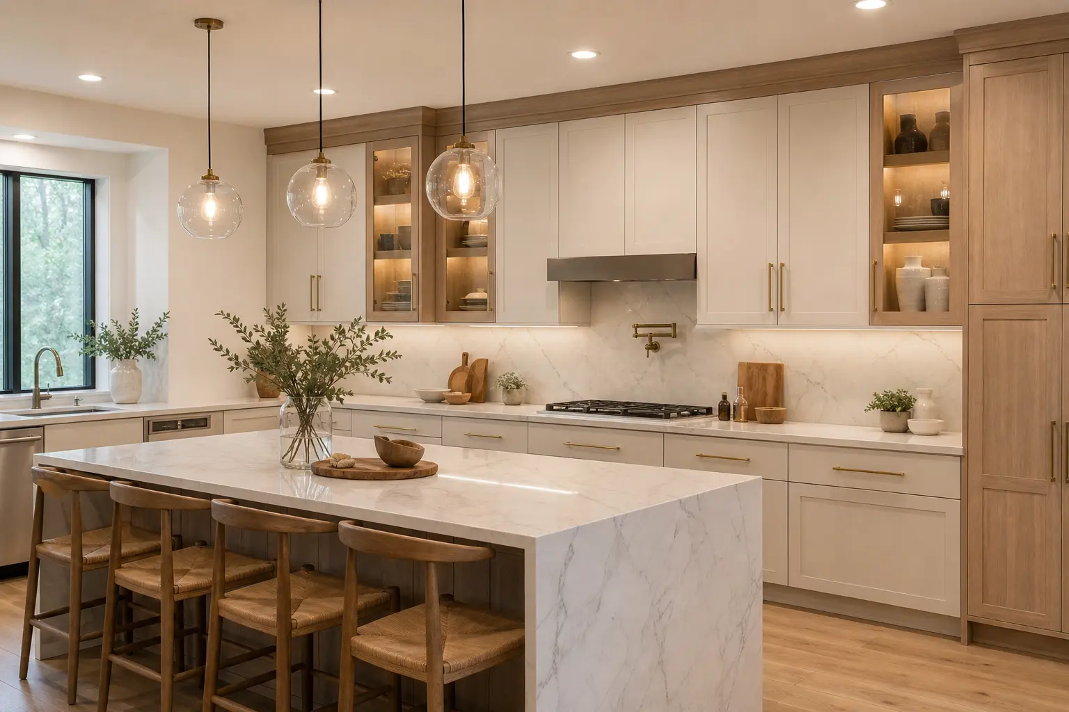 Modern L Shaped Marble Kitchen Ideas