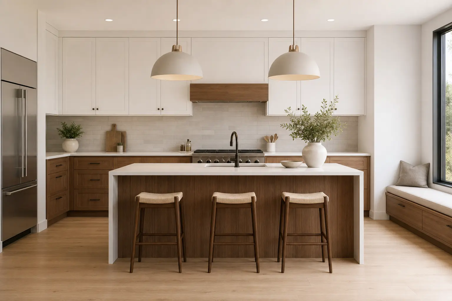Modern White & Wood Kitchen Cabinet Design Ideas