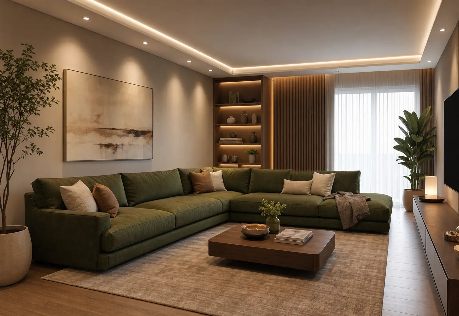 Modern Living Room Ideas with Green Sectional Sofas