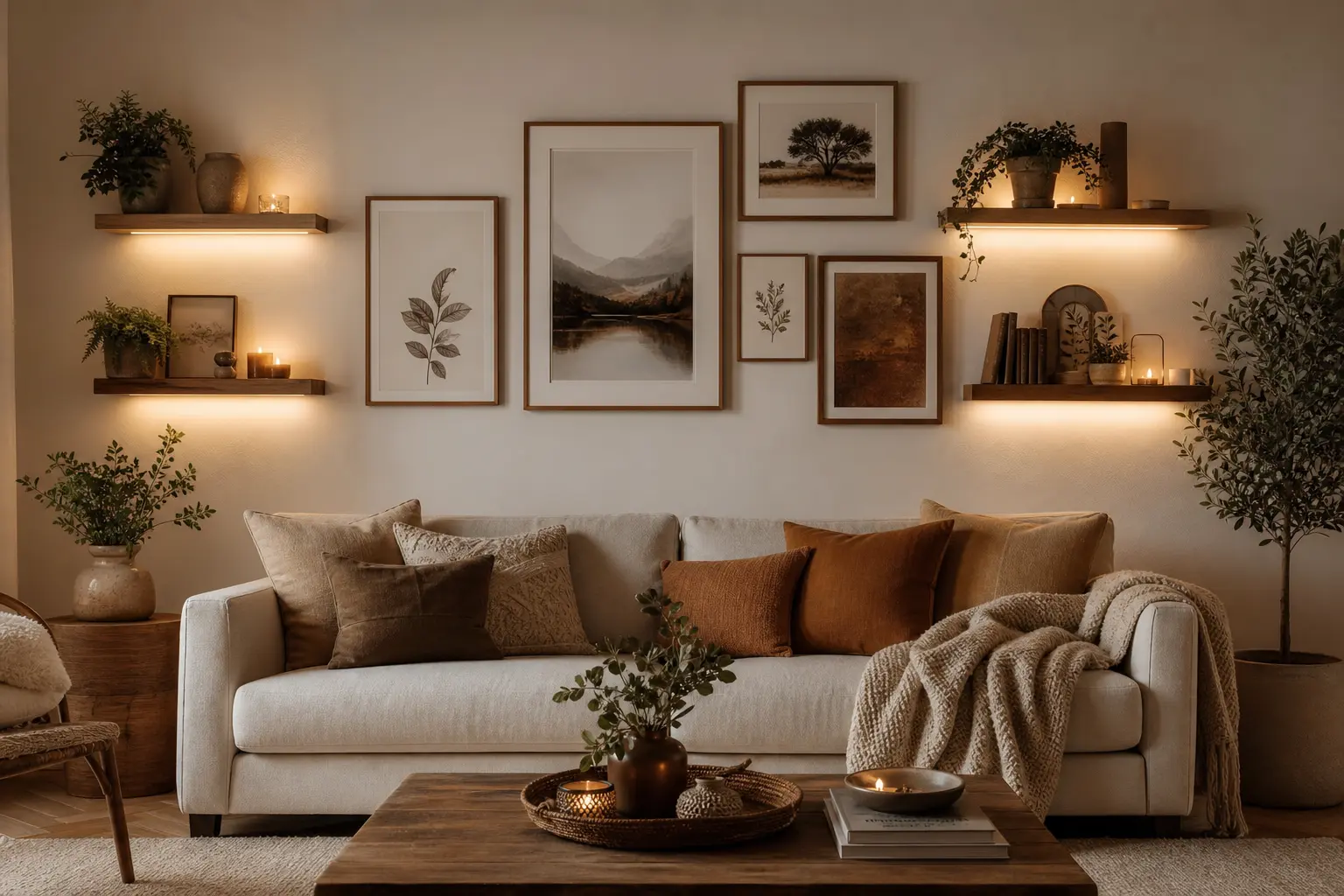 Cozy Boho Living Room Gallery Wall Ideas