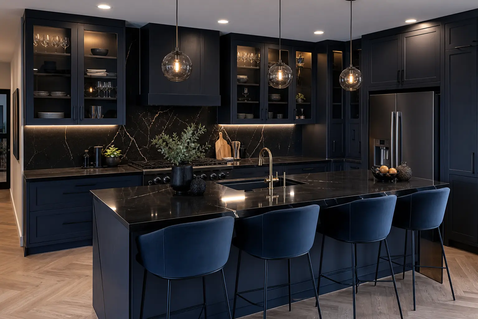 Modern Luxury Blue and Black Kitchen Ideas