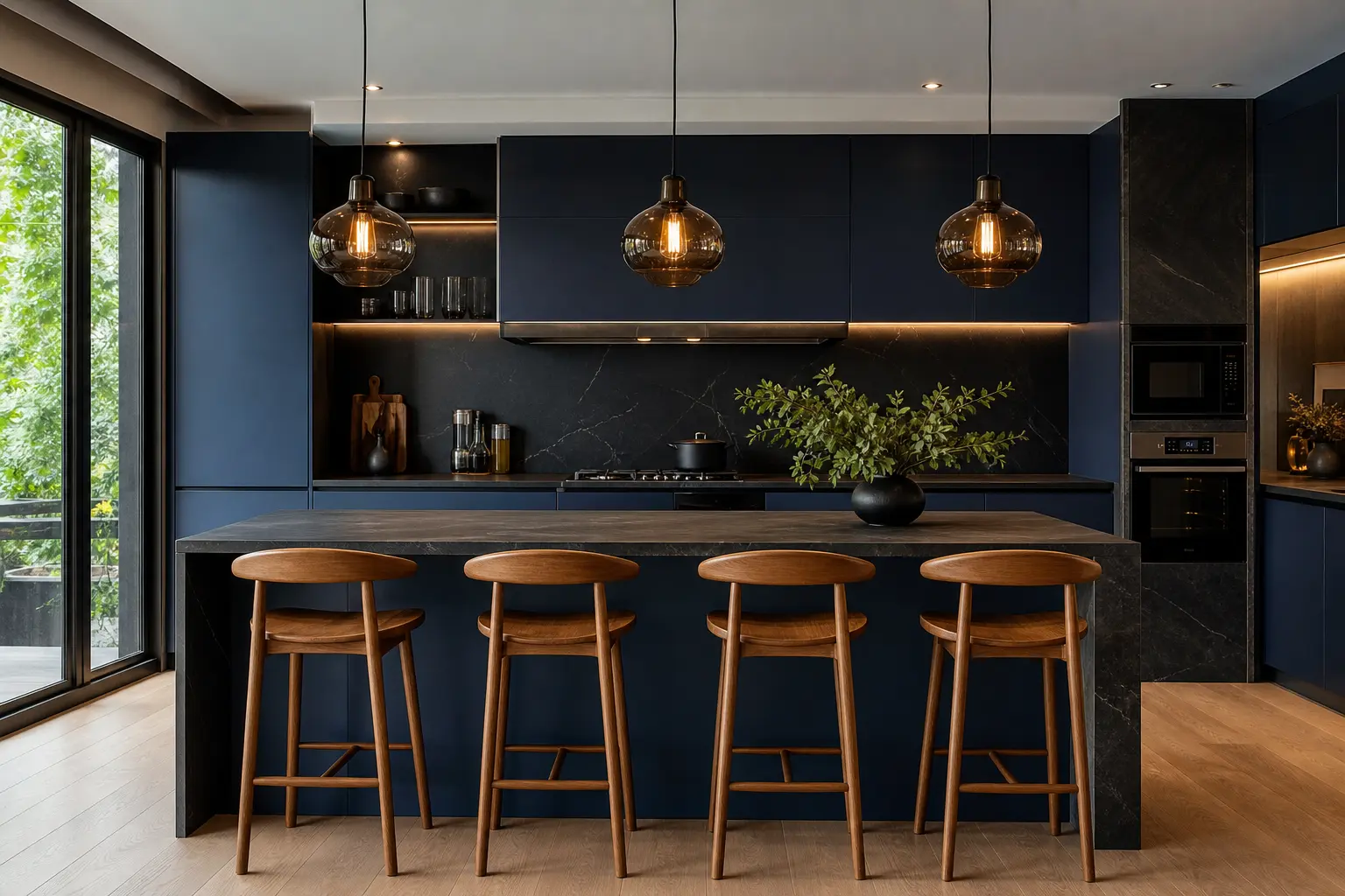 Modern Luxury Blue and Black Kitchen Ideas