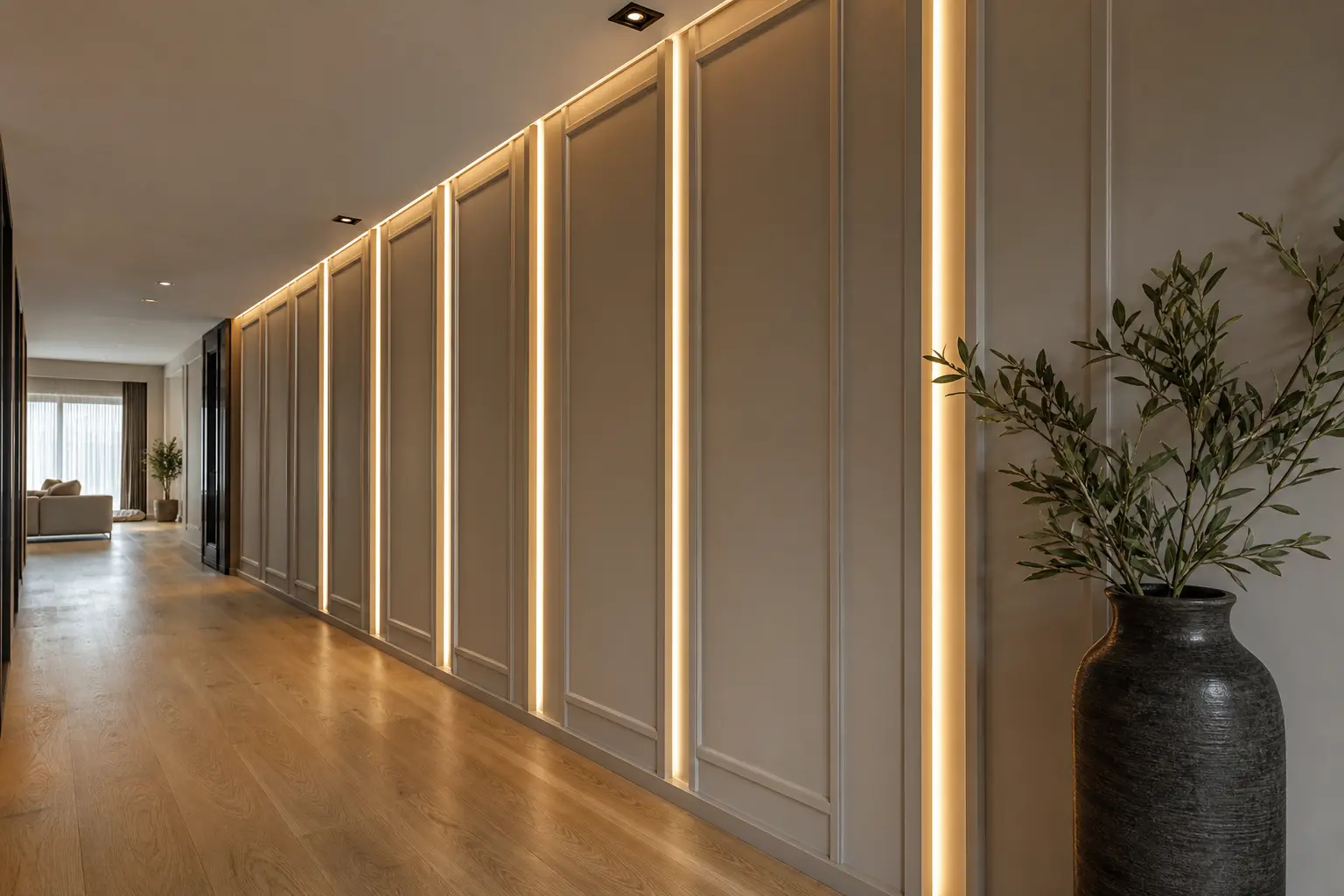 Luxurious Long Hallway Accent Wall Ideas