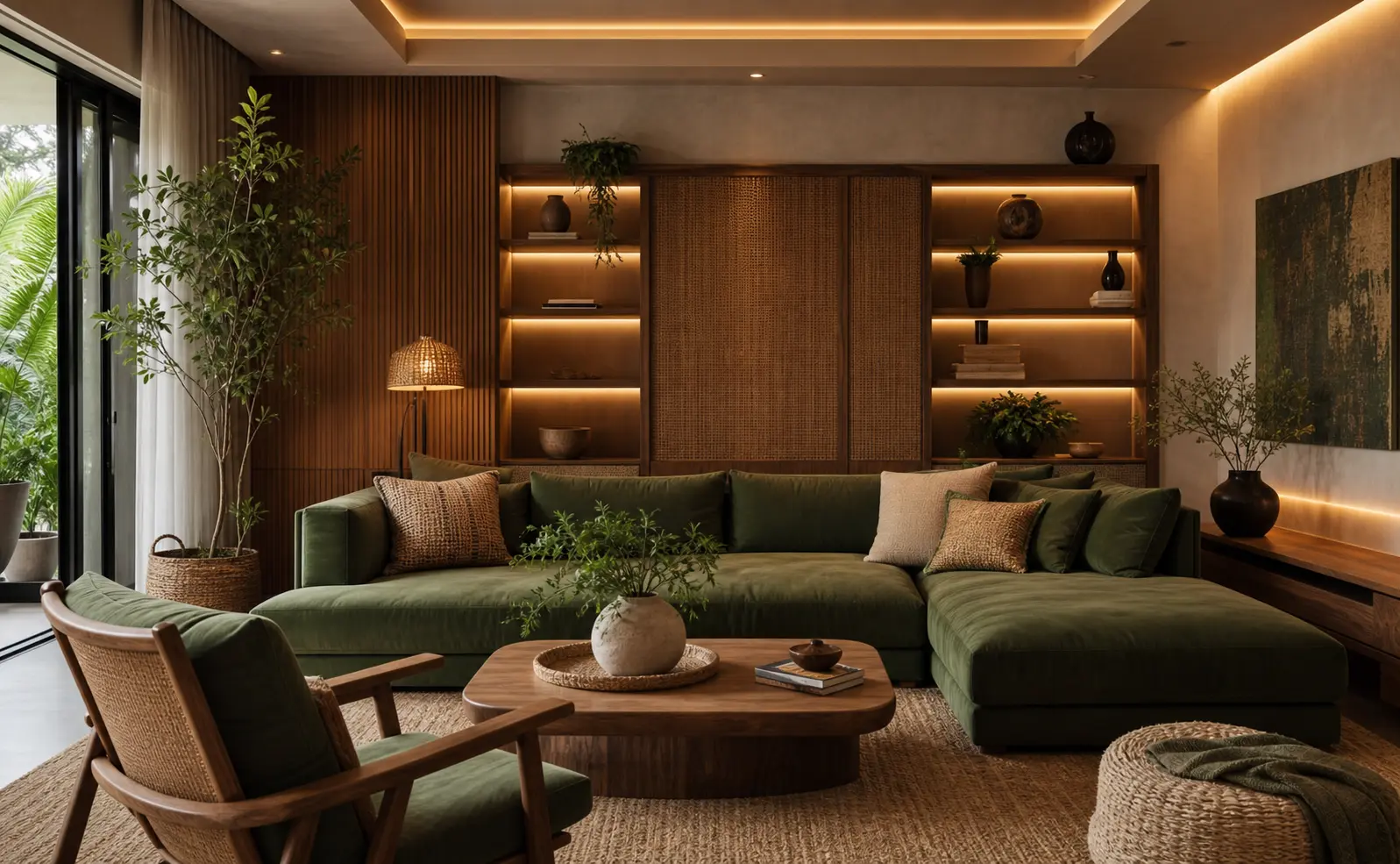 Modern Living Room Ideas with Green Sectional Sofas