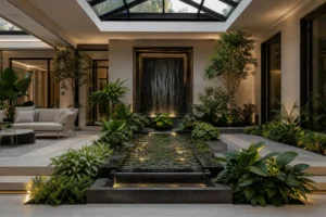 10 Luxury Indoor Garden Courtyard Ideas with Skylight and Water Features