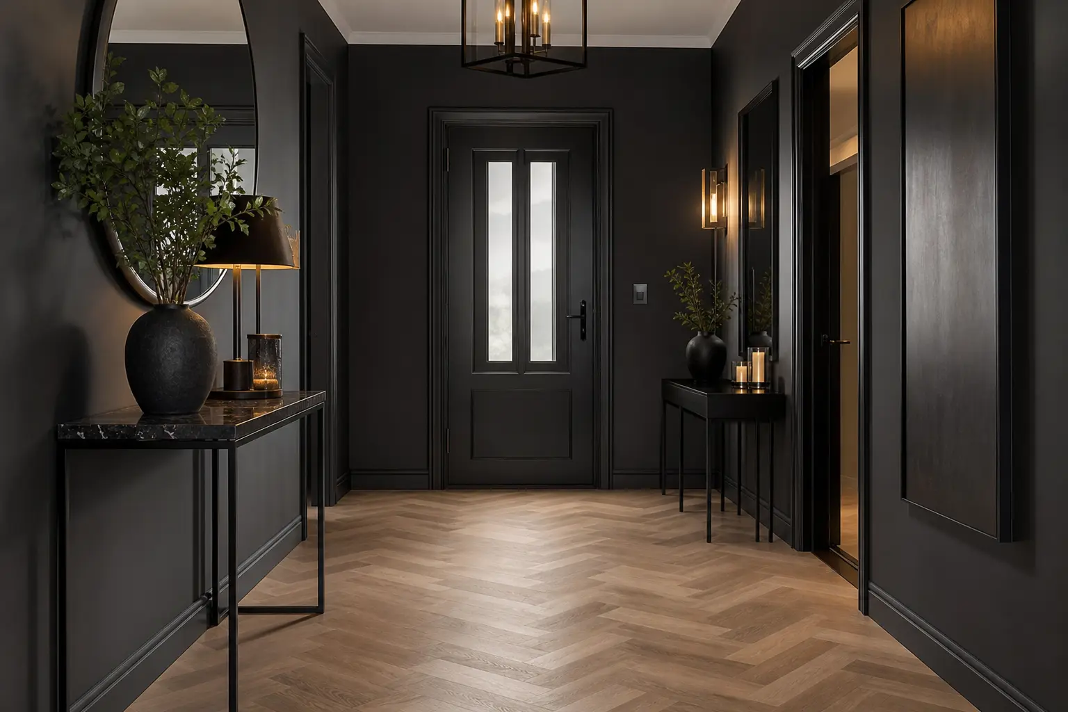 Modern Black Entryway Decor Ideas with Console Tables
