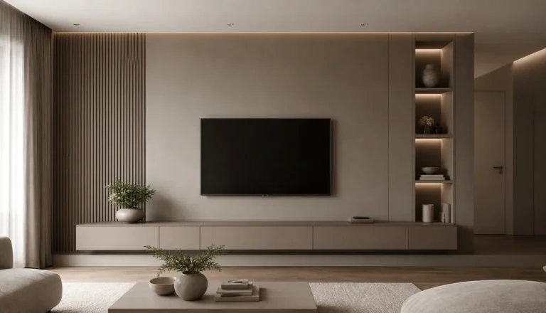 Minimalist Taupe Media Wall Ideas