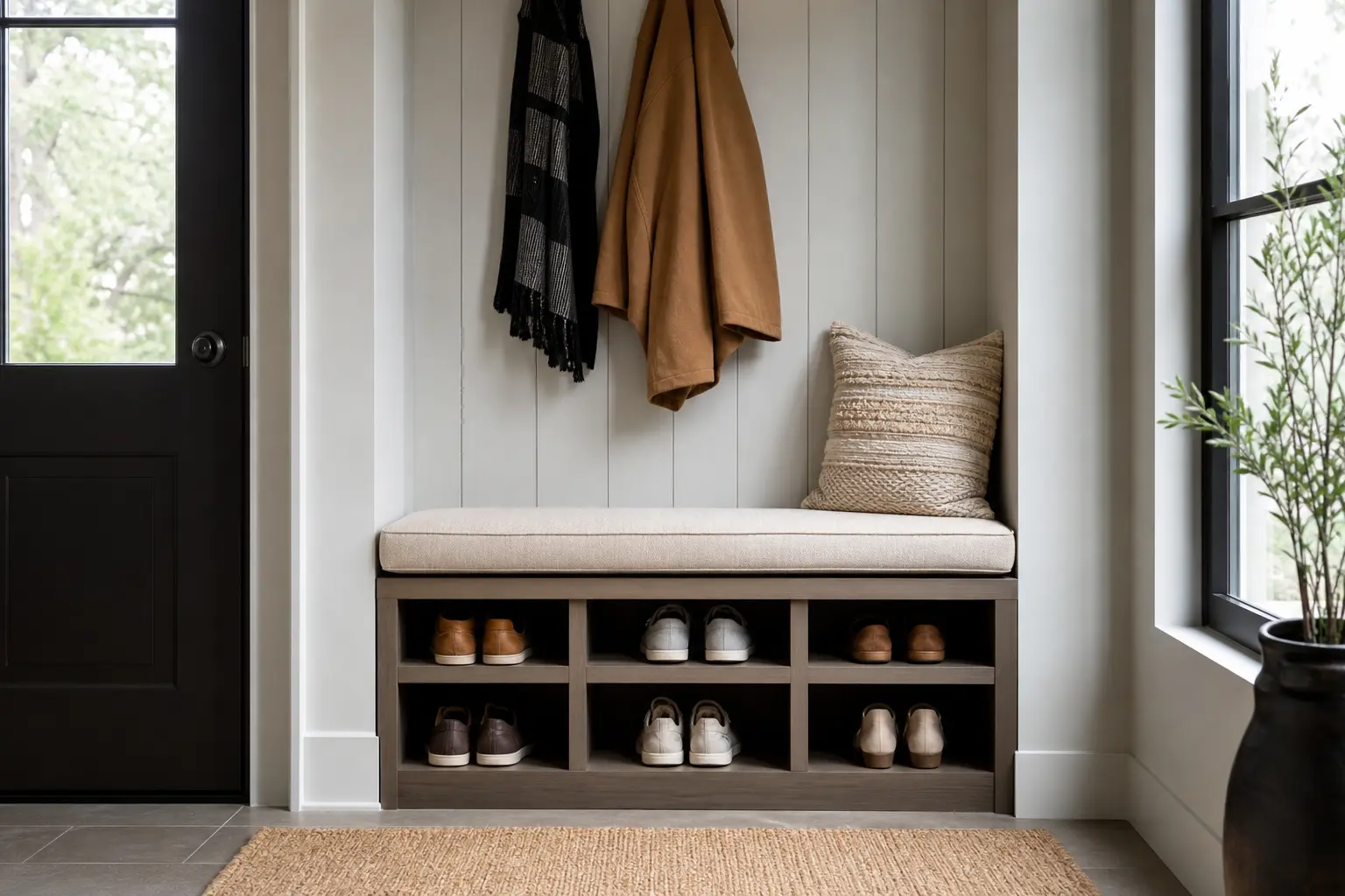 Compact Modern Mudroom and Entryway Bench Ideas