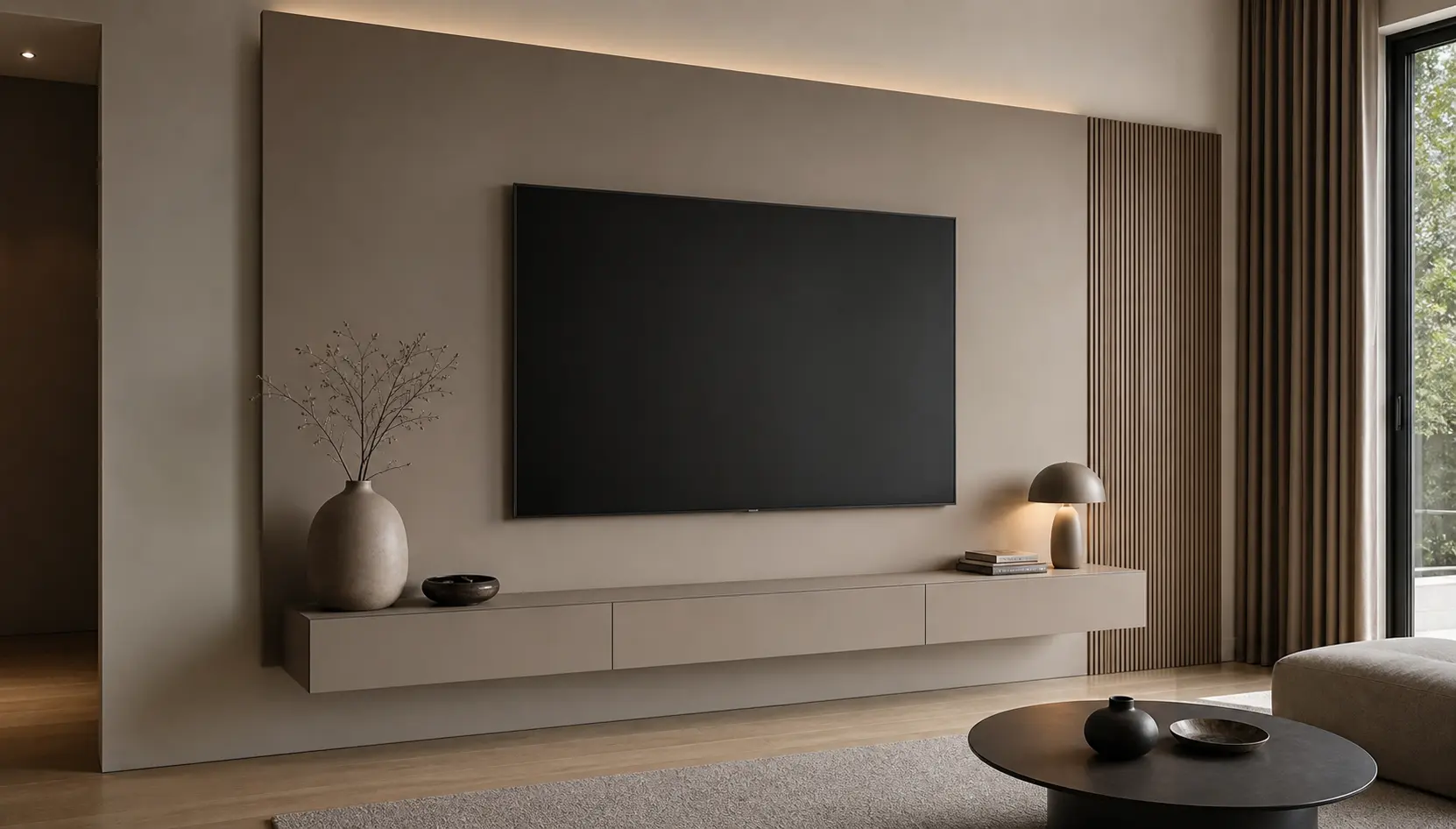 Minimalist Taupe Media Wall Ideas