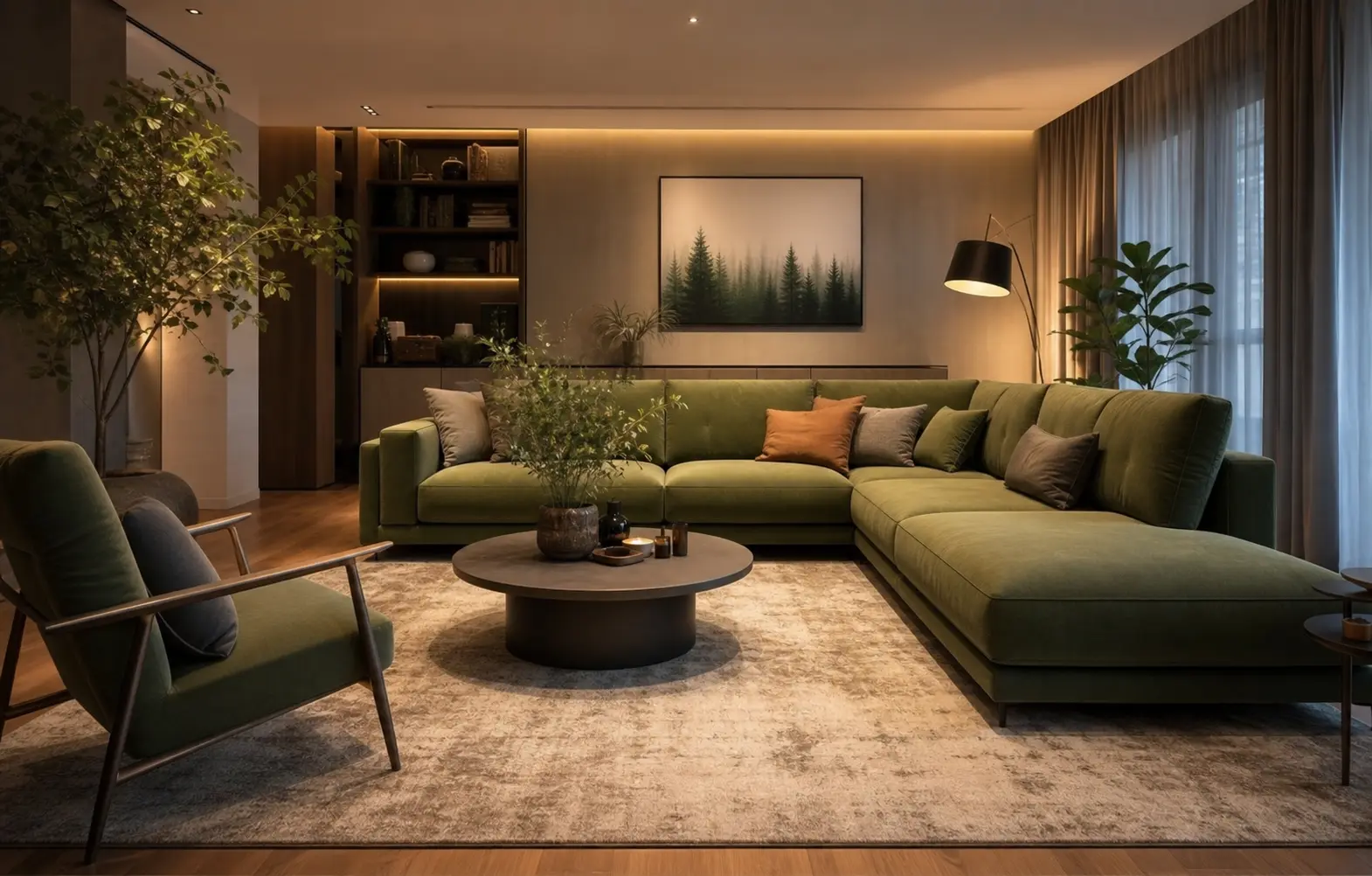 Modern Living Room Ideas with Green Sectional Sofas