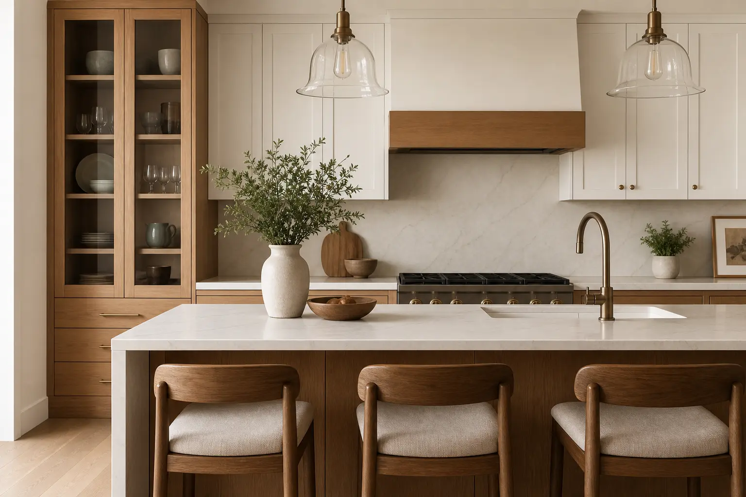 Modern White & Wood Kitchen Cabinet Design Ideas