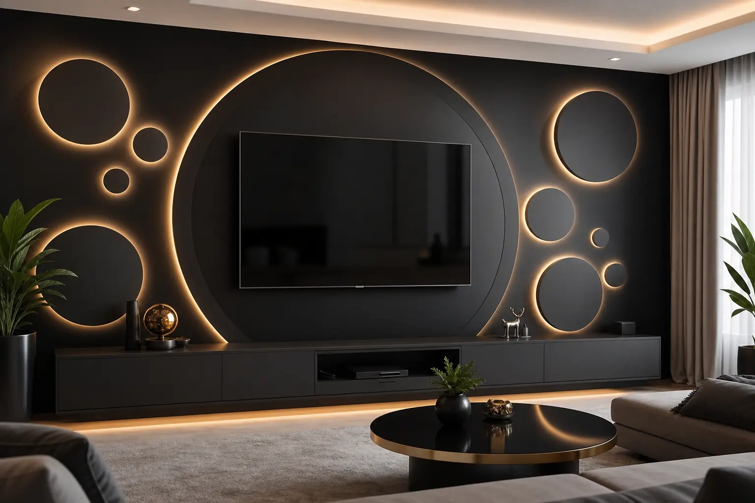 Futuristic Circular LED TV Wall Design Ideas