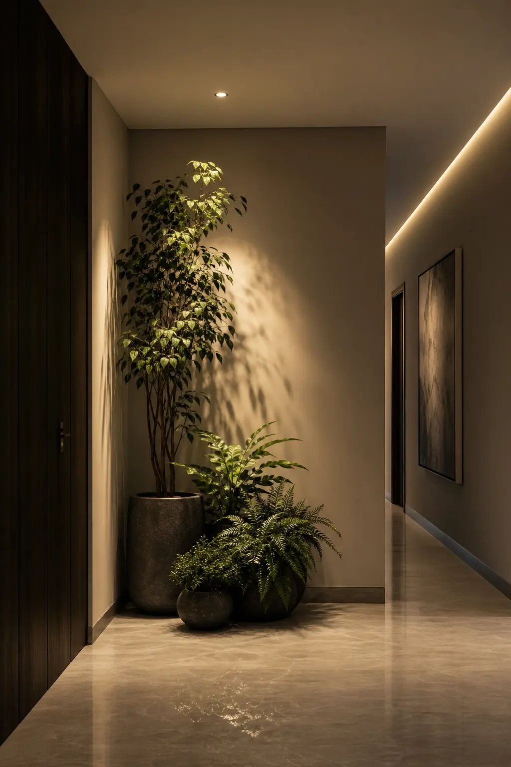 Modern Hallway Design Ideas with Indoor Plants