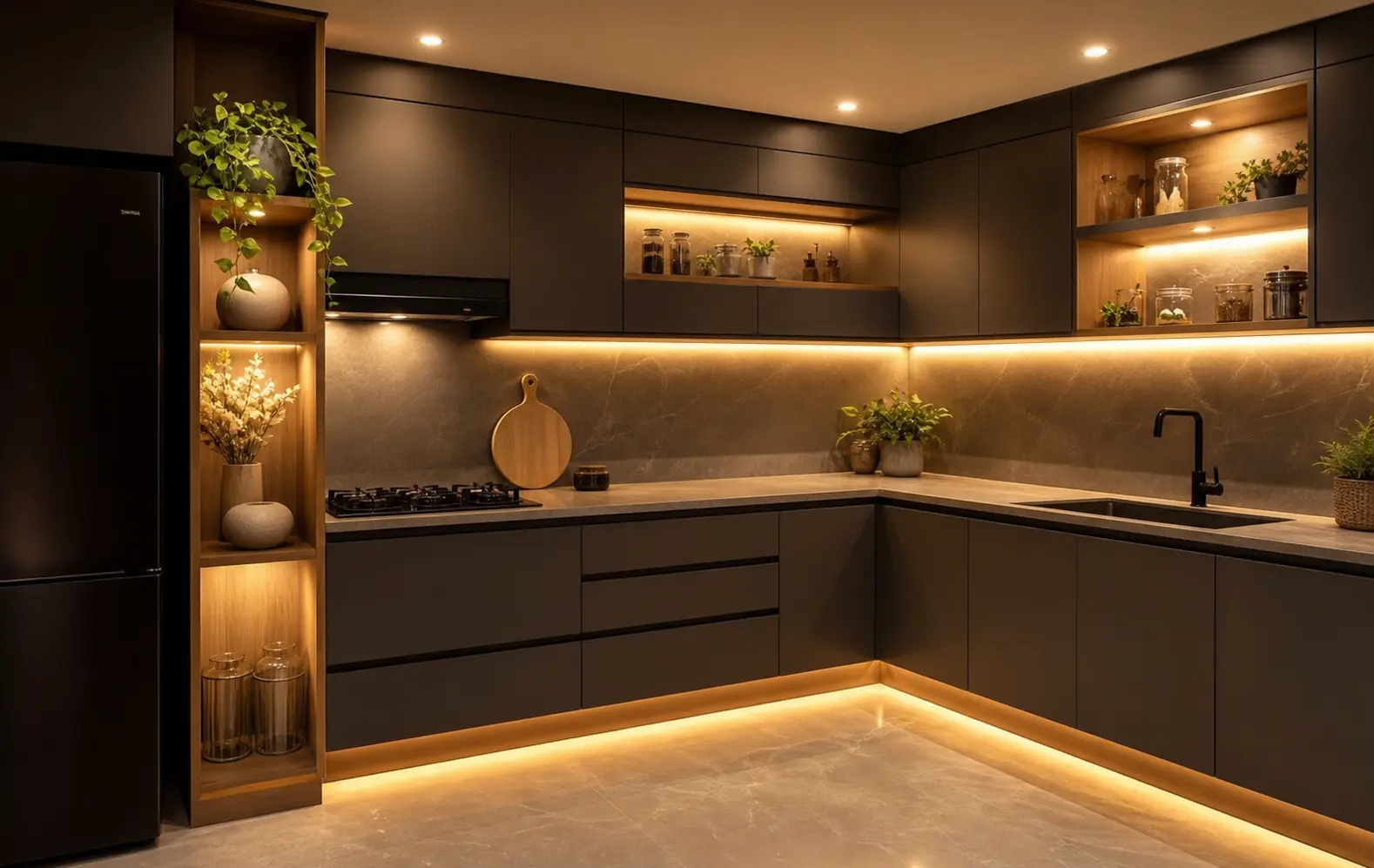 Aesthetic Two-Tier Modular Kitchen Layout Ideas