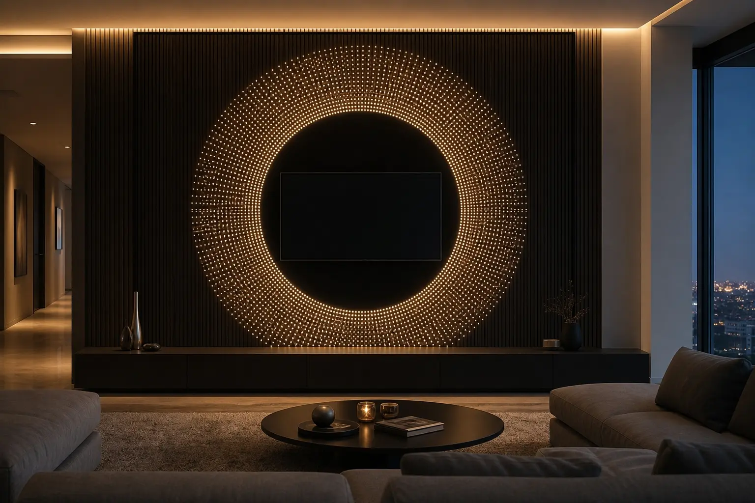 Futuristic Circular LED TV Wall Design Ideas