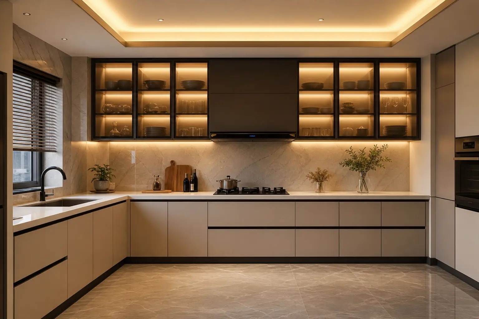 Aesthetic Two-Tier Modular Kitchen Layout Ideas