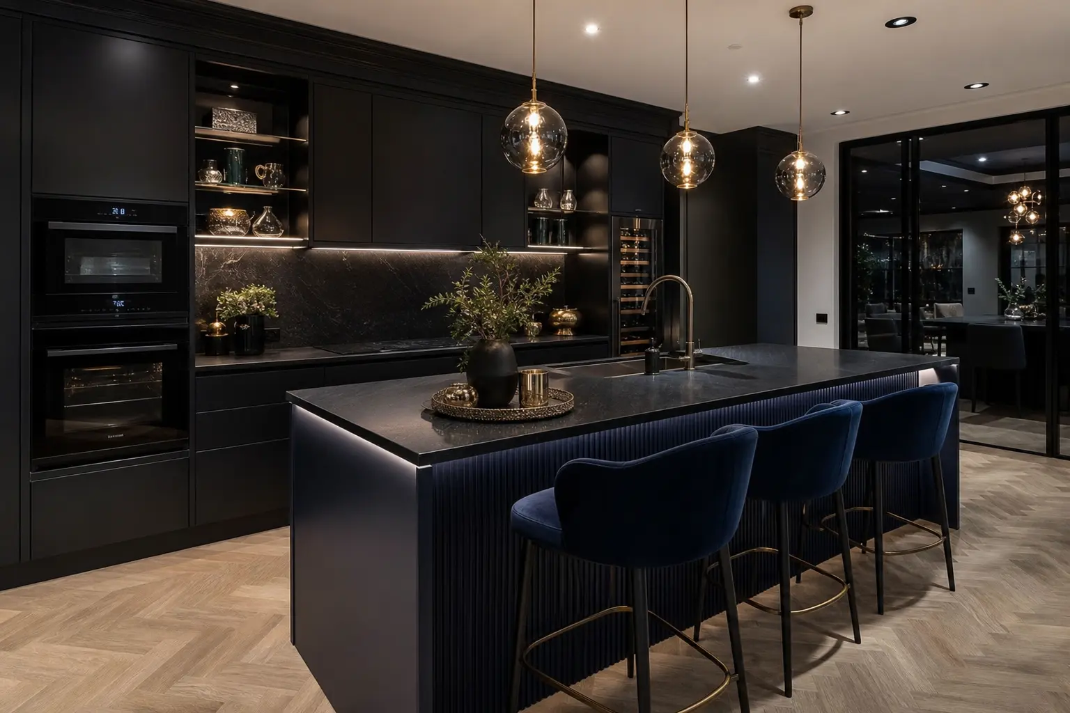 Modern Luxury Blue and Black Kitchen Ideas