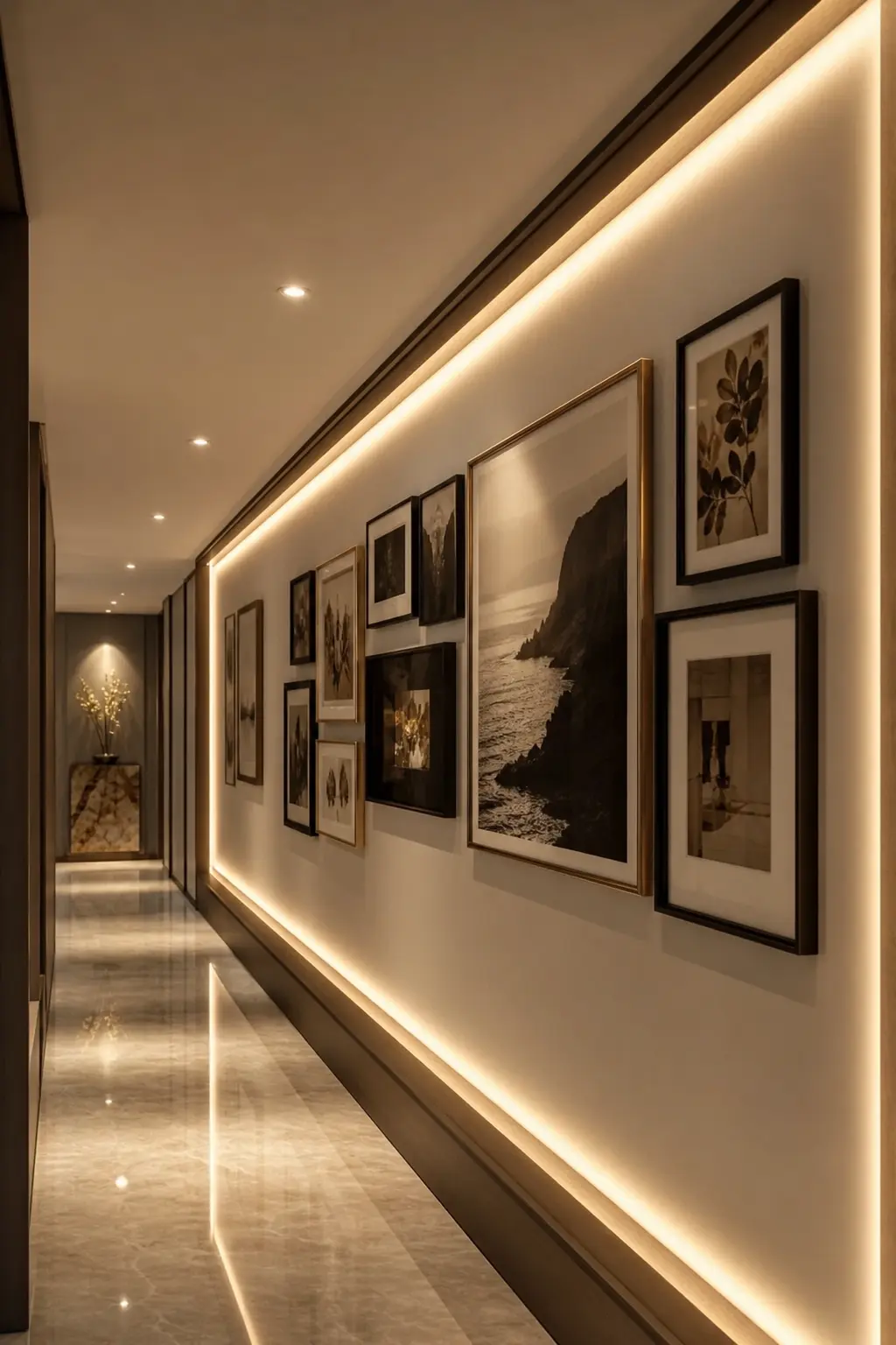 Luxurious Long Hallway Accent Wall Ideas