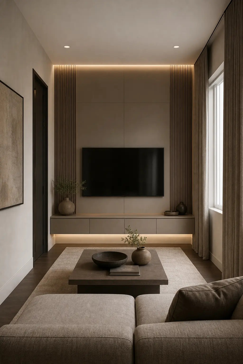 Minimalist Taupe Media Wall Ideas