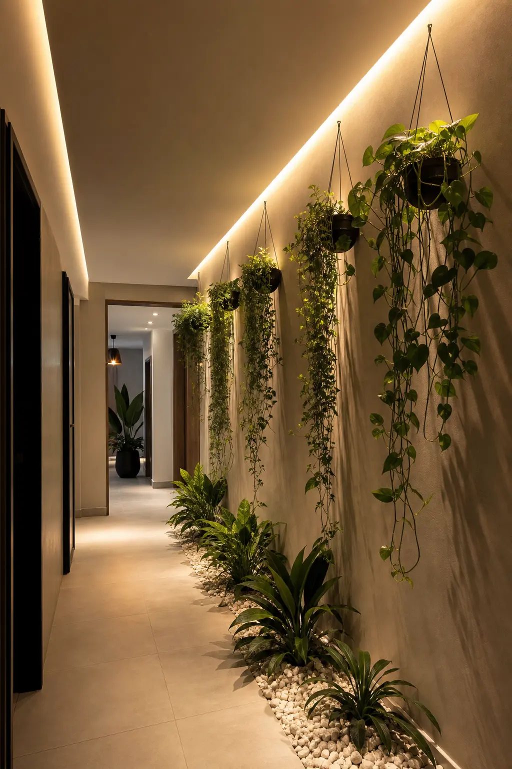 Modern Hallway Design Ideas with Indoor Plants