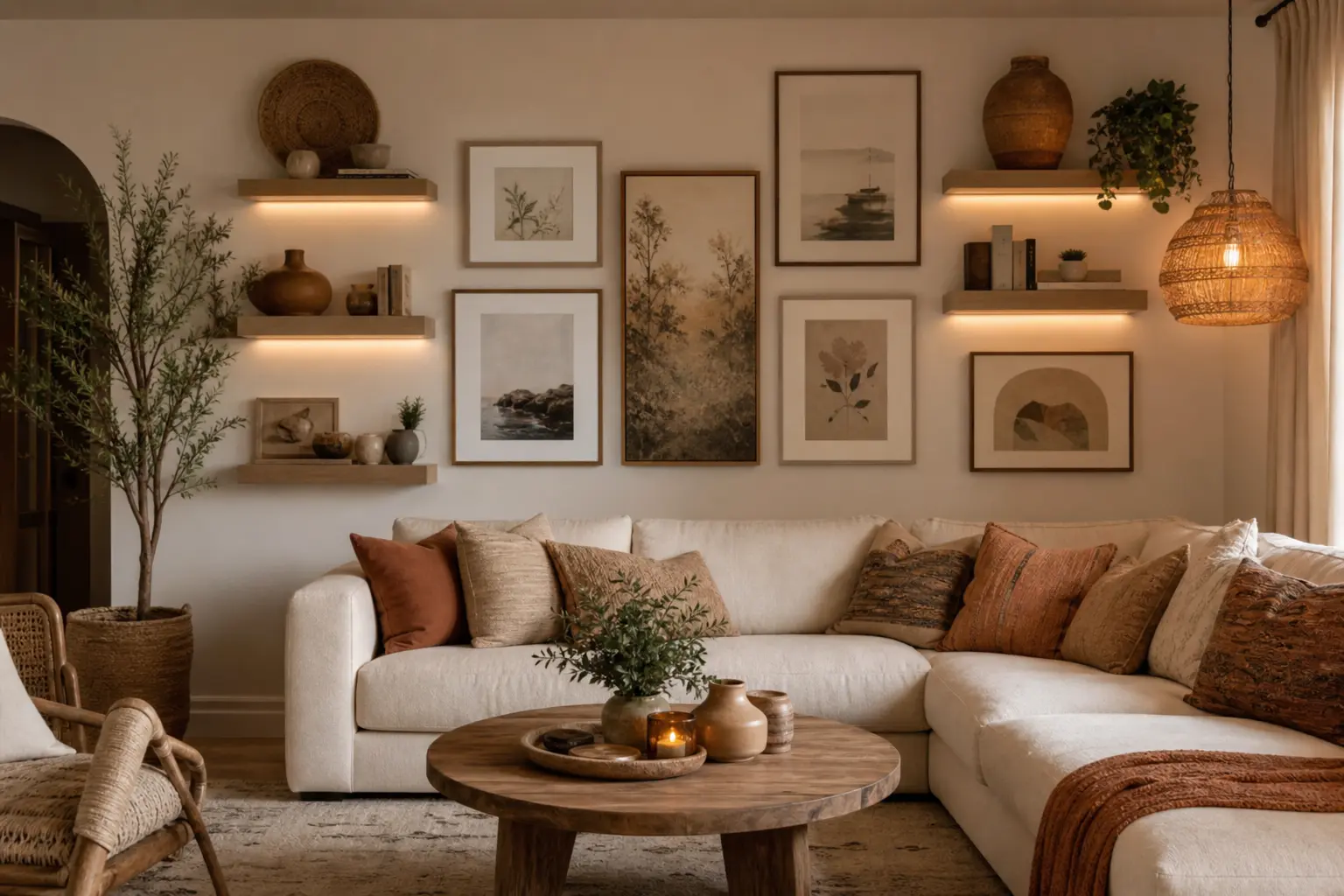 Cozy Boho Living Room Gallery Wall Ideas