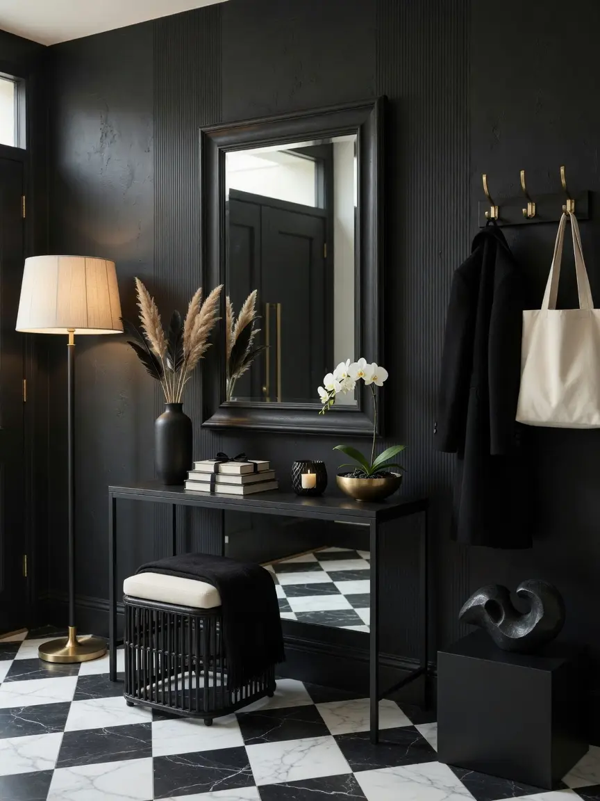 Modern Black Entryway Decor Ideas with Console Tables