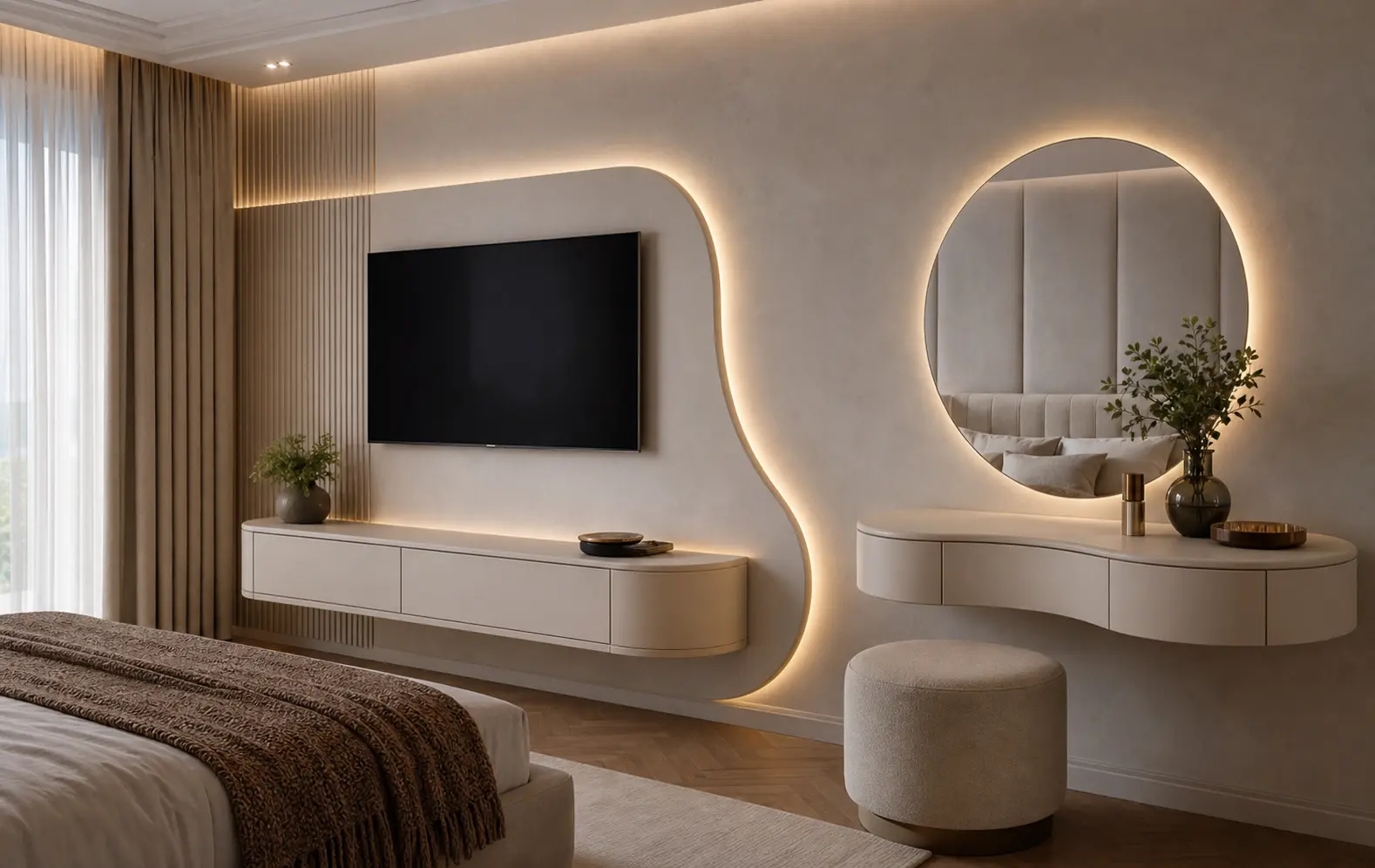 Luxury Bedroom Media Wall