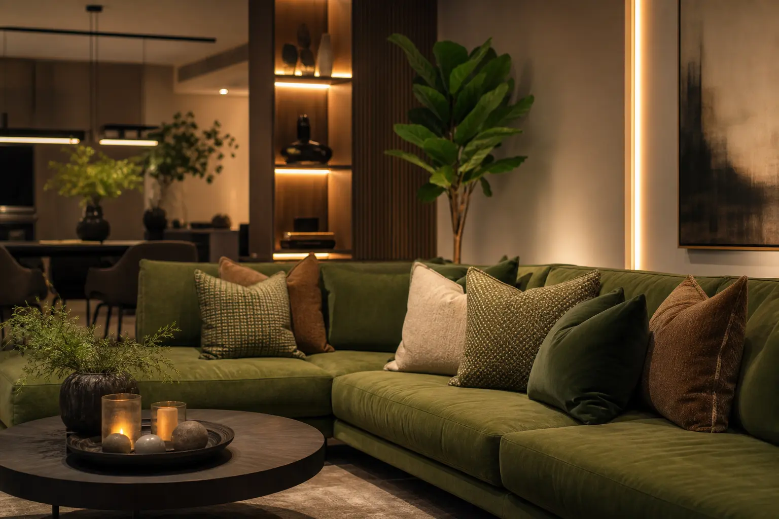 Modern Living Room Ideas with Green Sectional Sofas