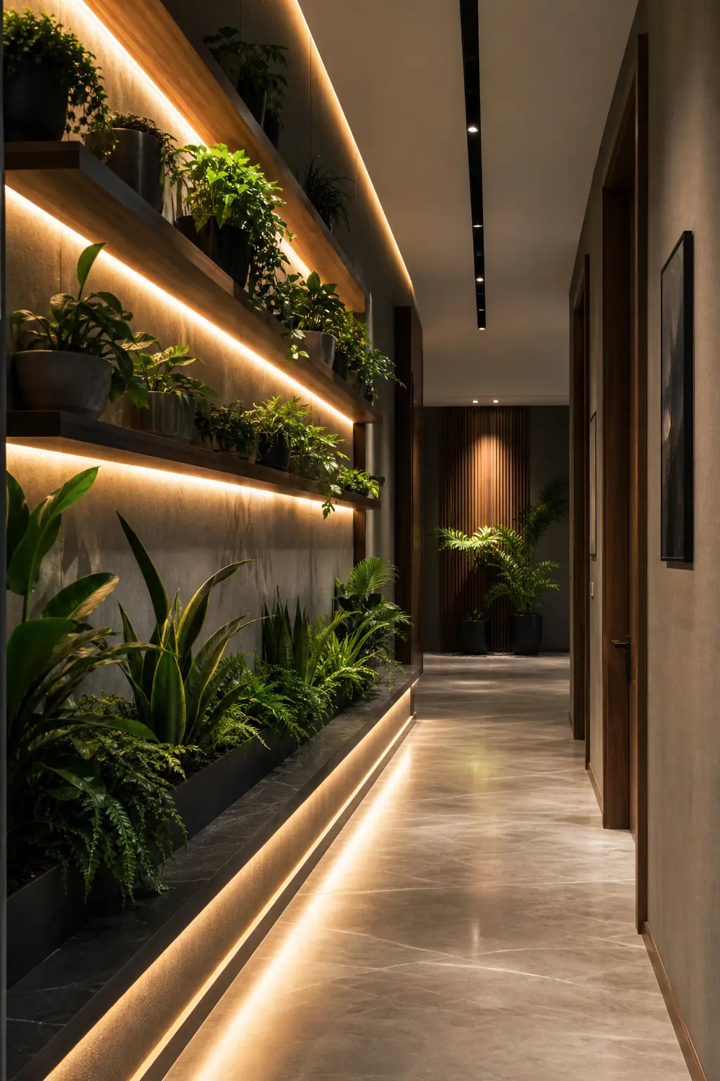 Modern Hallway Design Ideas with Indoor Plants