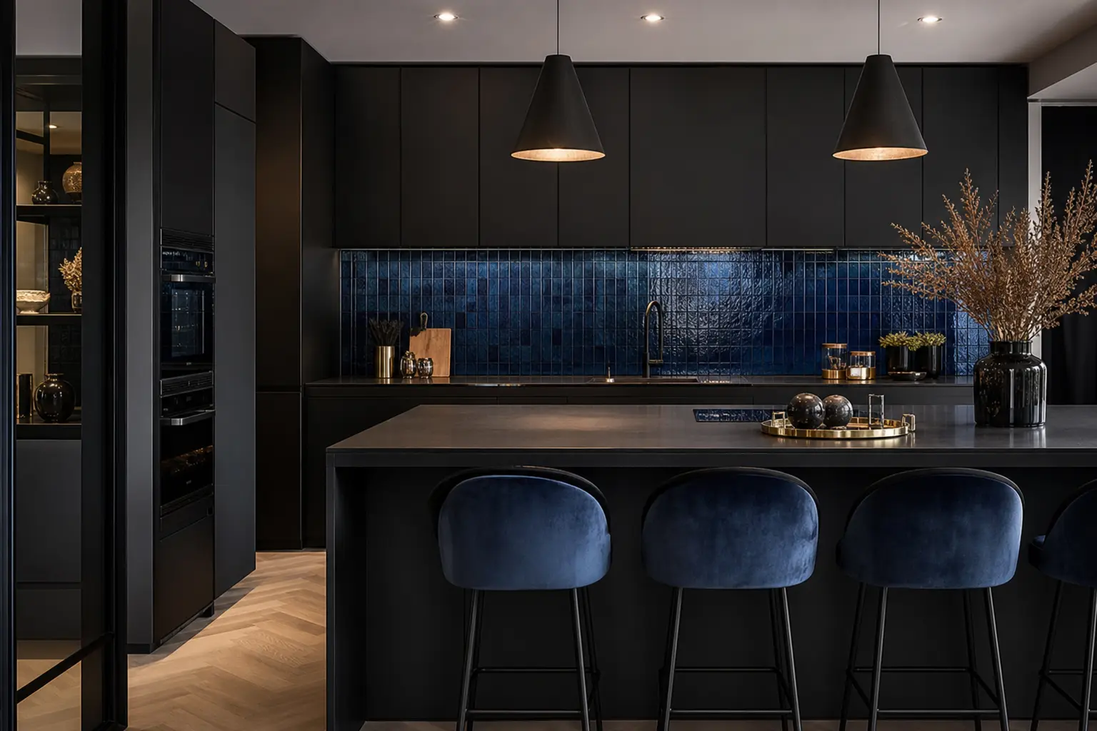 Modern Luxury Blue and Black Kitchen Ideas