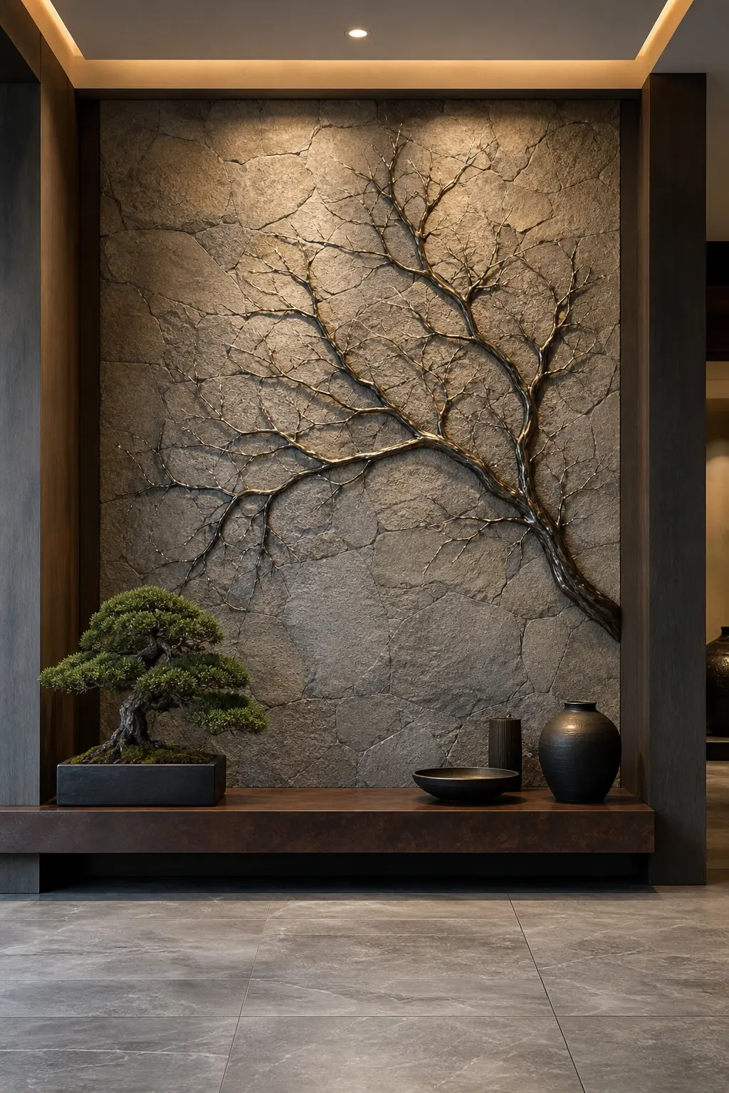 Zen Foyer Accent Wall Ideas