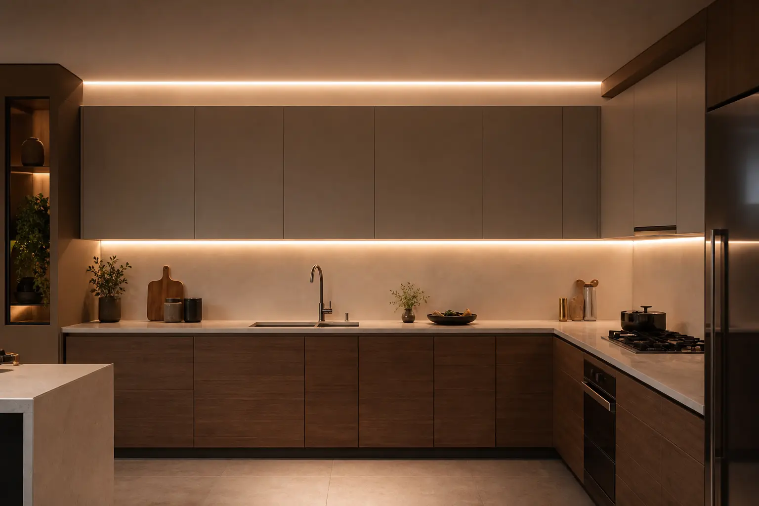 Aesthetic Two-Tier Modular Kitchen Layout Ideas