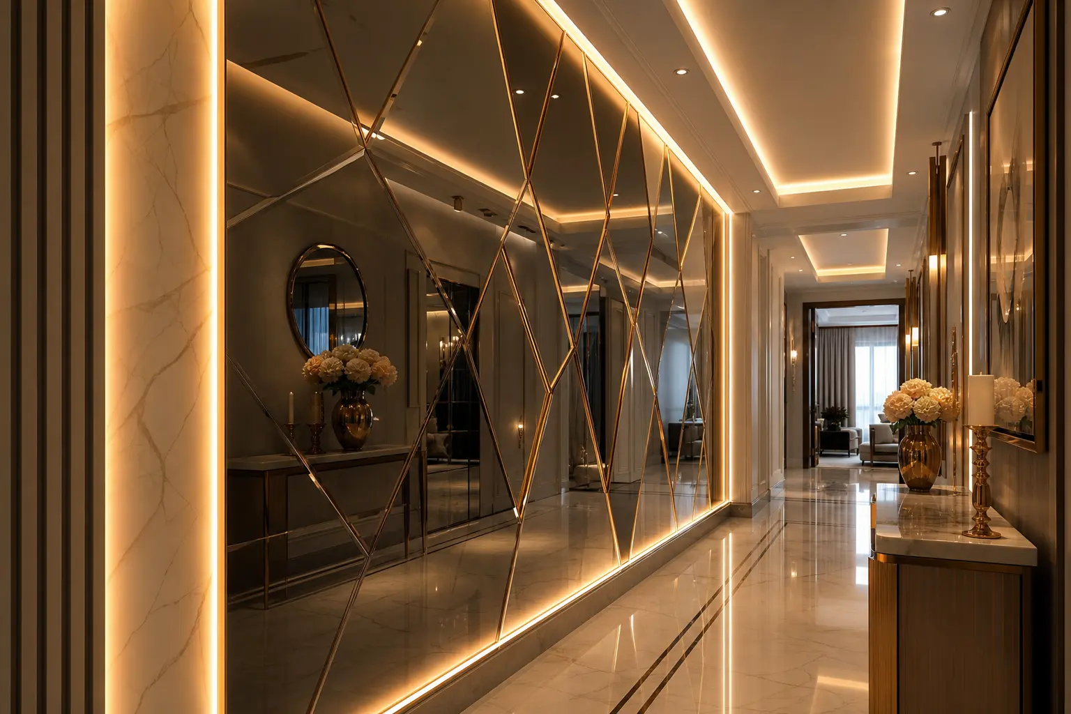 Luxurious Long Hallway Accent Wall Ideas
