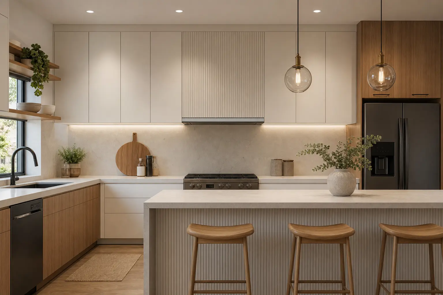 Modern White & Wood Kitchen Cabinet Design Ideas