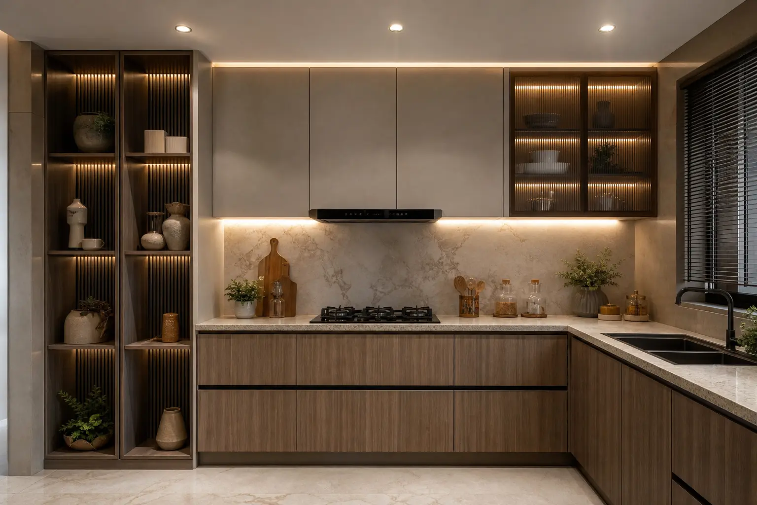 Aesthetic Two-Tier Modular Kitchen Layout Ideas