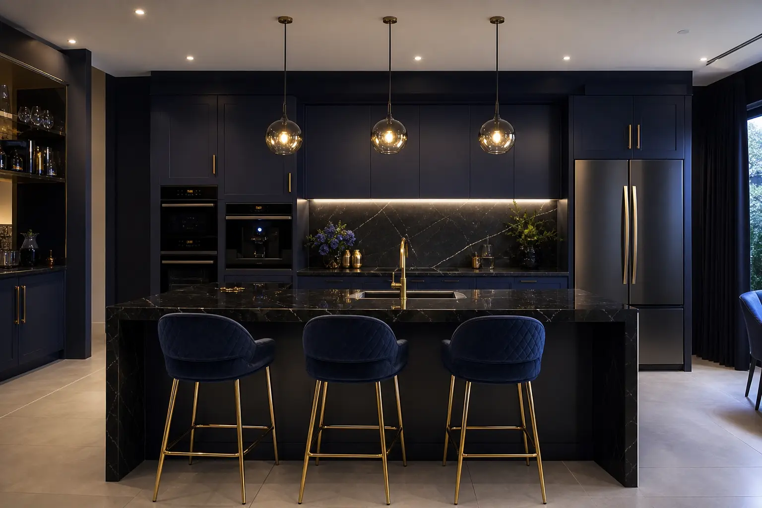 Modern Luxury Blue and Black Kitchen Ideas