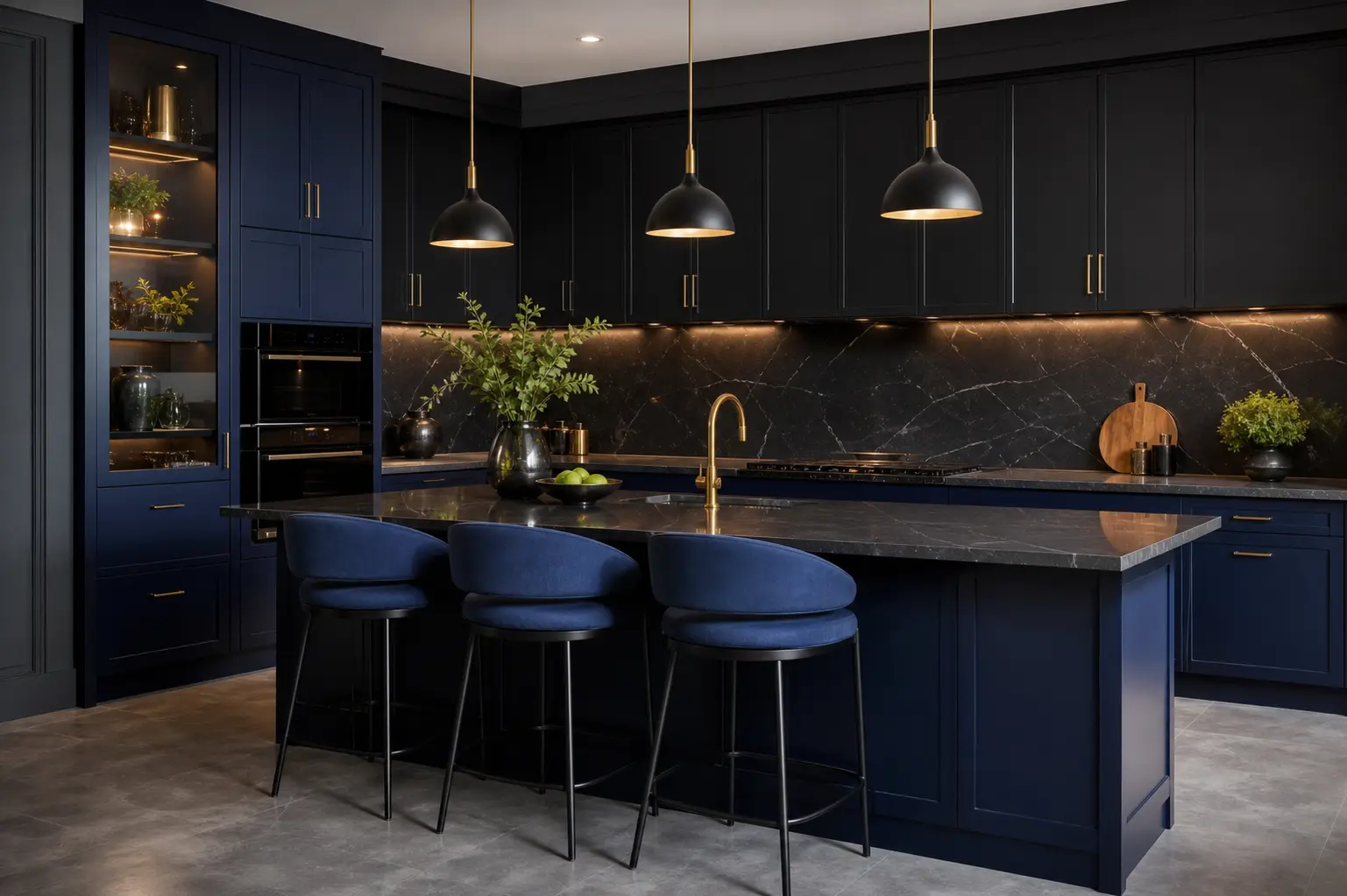 Modern Luxury Blue and Black Kitchen Ideas