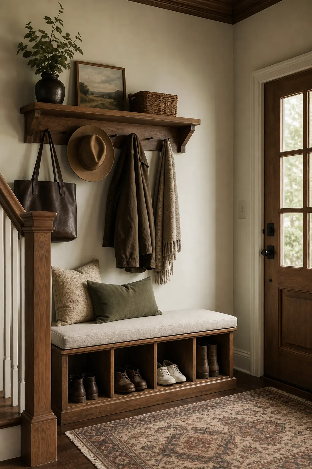 Aesthetic Entryway Shoe Storage Bench & Coat Rack