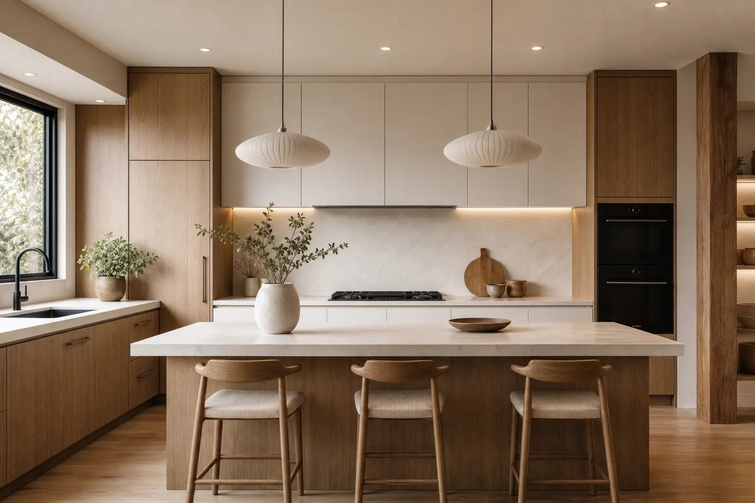 Modern White & Wood Kitchen Cabinet Design Ideas