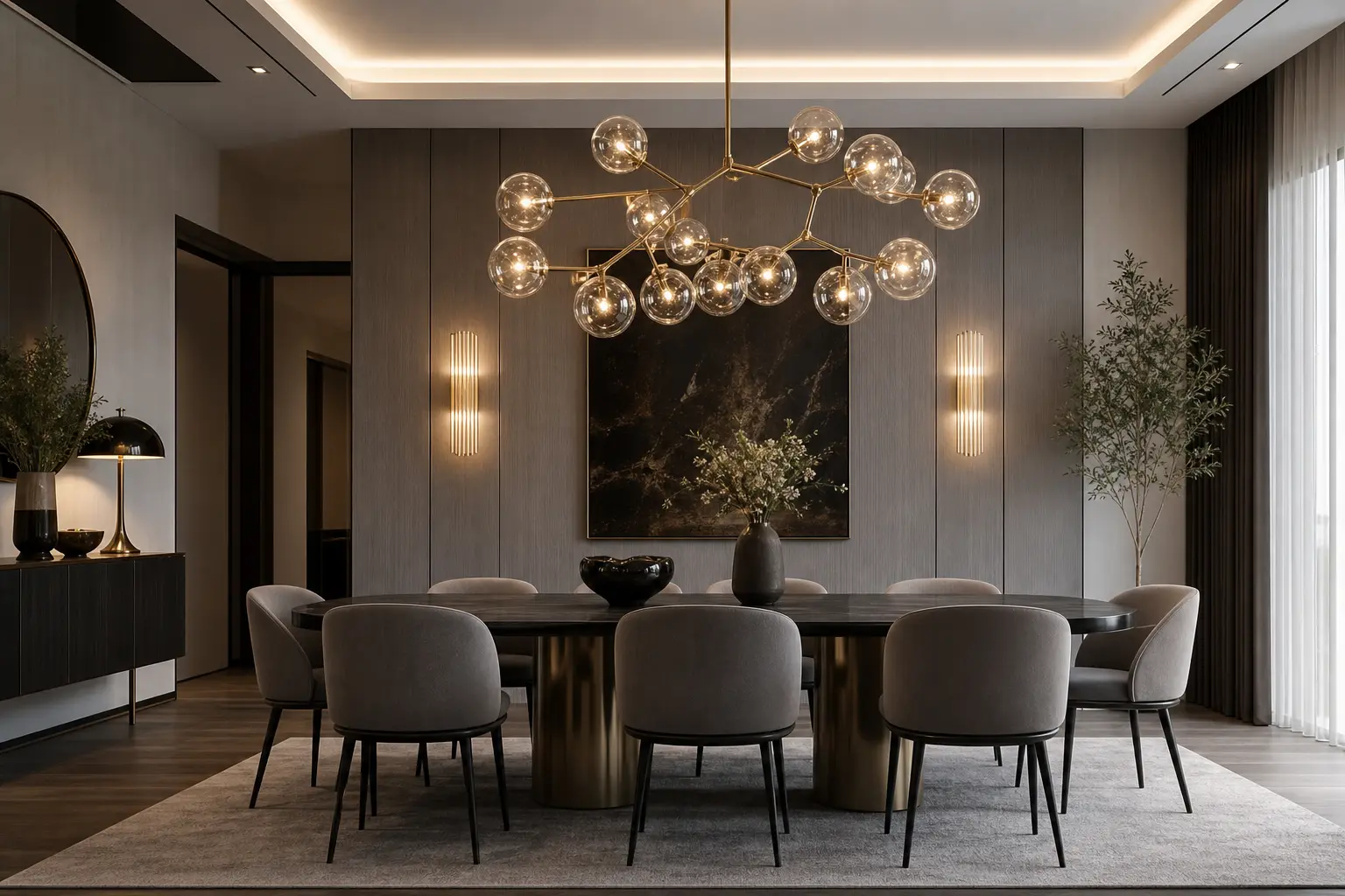 Modern Dining Room Ideas with Statement Chandelier
